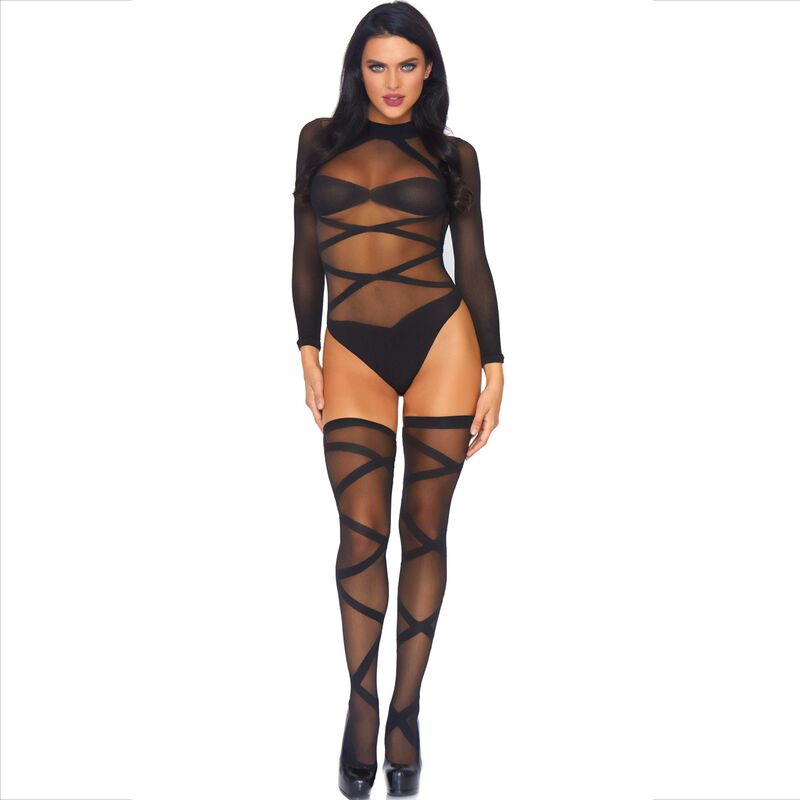 LEG AVENUE - 2-TEILIGES SET BODY UND OBERSCHENKELSTRÜMPFE