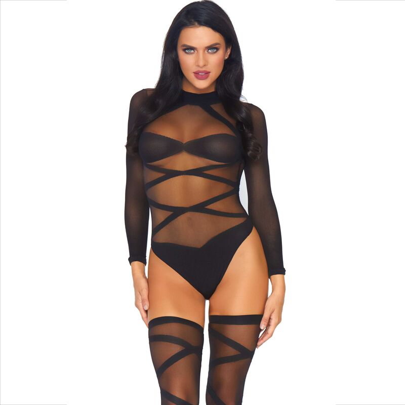 LEG AVENUE - 2-TEILIGES SET BODY UND OBERSCHENKELSTRÜMPFE