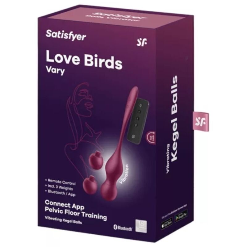 SATISFYER - LOVE BIRDS VARY VIBRATIEBALLEN GRATIS APP WIJN ROOD