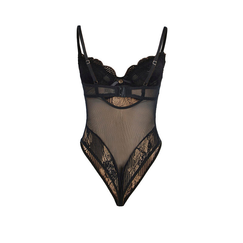 SUBBLIME - 955625 SPITZEN-BODY MIT UNTEREM VERSCHLUSS SCHWARZ L/XL