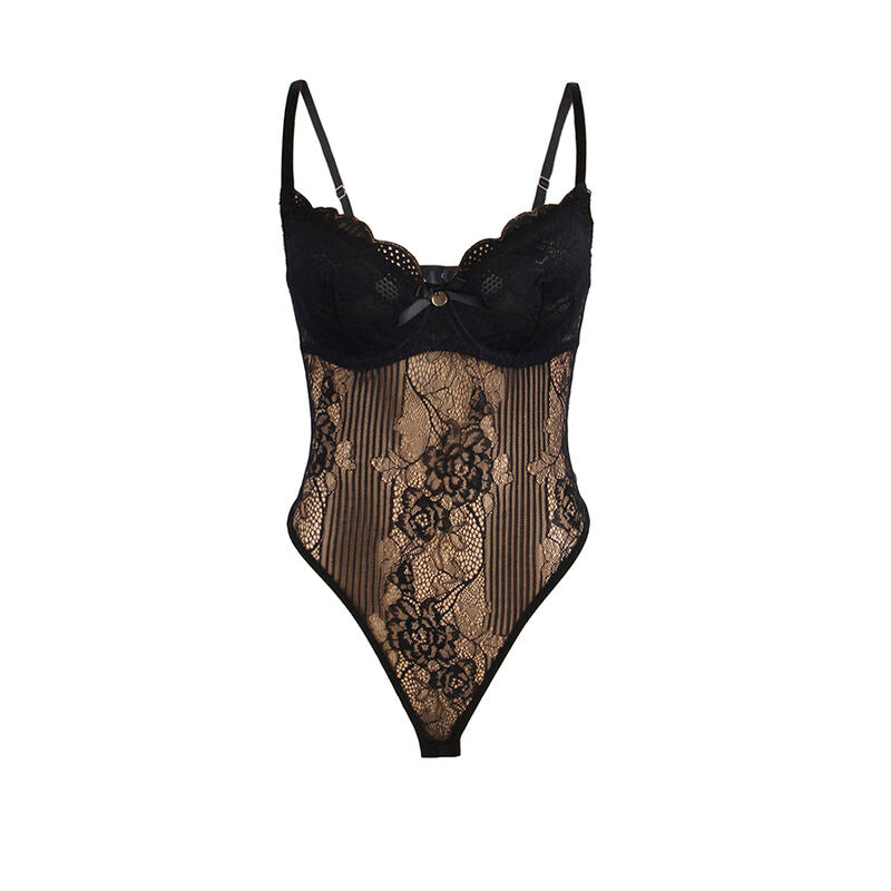 SUBBLIME - 955625 SPITZEN-BODY MIT UNTEREM VERSCHLUSS SCHWARZ L/XL