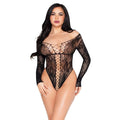 LEG AVENUE - 89370 NET AND LACE TEDDY BLACK - ONE SIZE