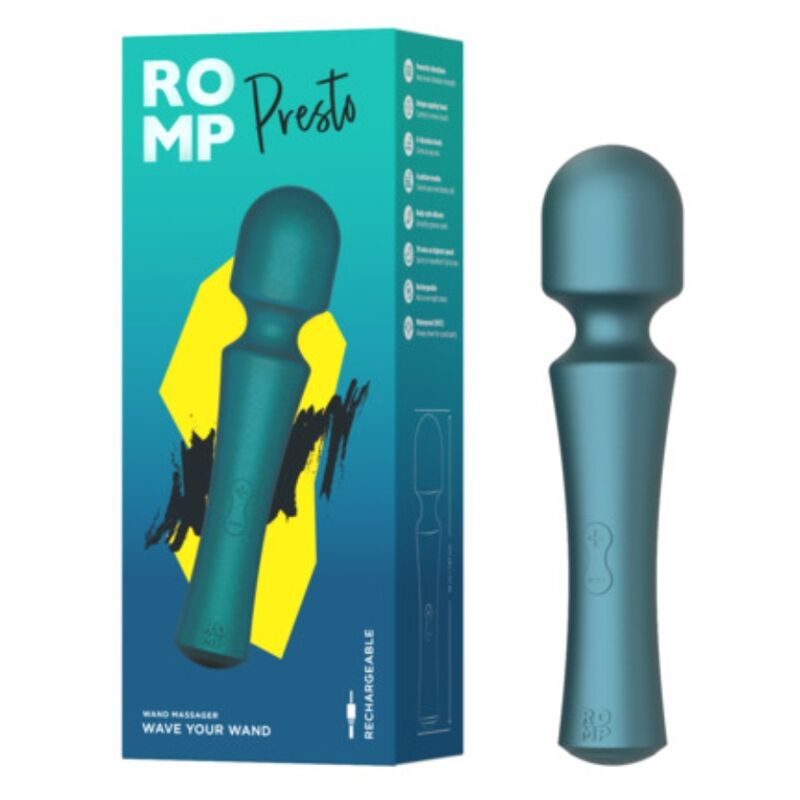 ROMP - PRESTO MINI WAND VIBRATOR FLEXIBLE HEAD GREEN