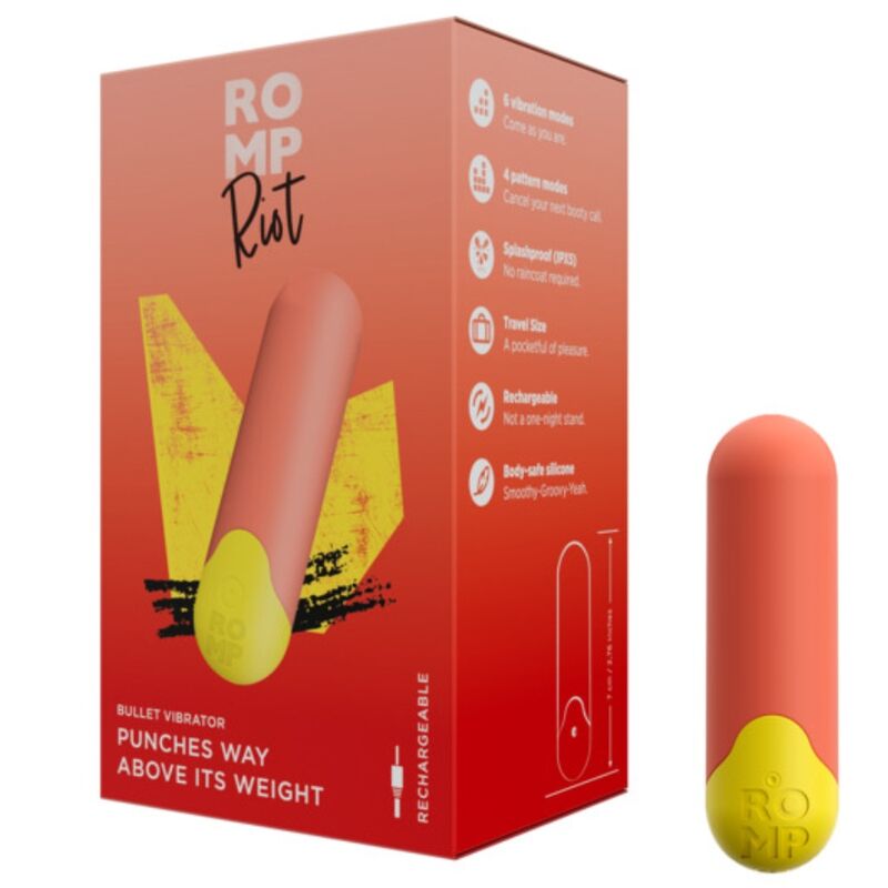 ROMP - RIOT MULTIFUNCTION VIBRATING BULLET ORANGE + YELLOW