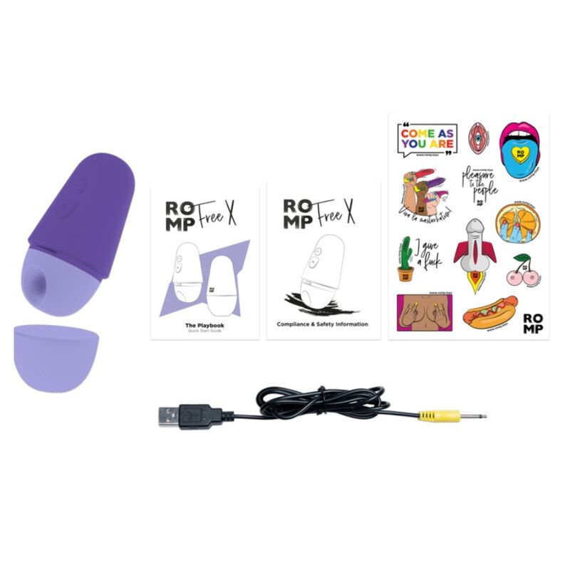 ROMP - Free X Clitoral Stimulator 10 Levels Rechargeable Purple