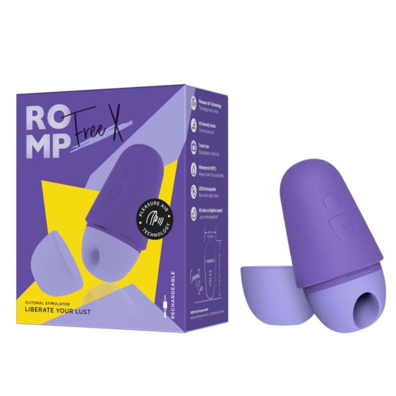 ROMP - Free X Clitoral Stimulator 10 Levels Rechargeable Purple