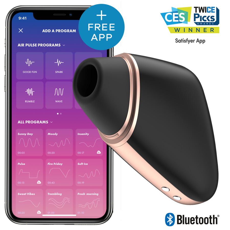 SATISFYER - LOVE TRIANGLE AIR PULSE STIMULATOR &amp; VIBRATOR ZWART